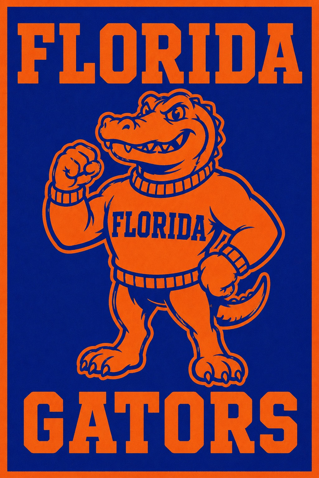 Florida Gators Alligator Mascot Blue and Orange Wall Art