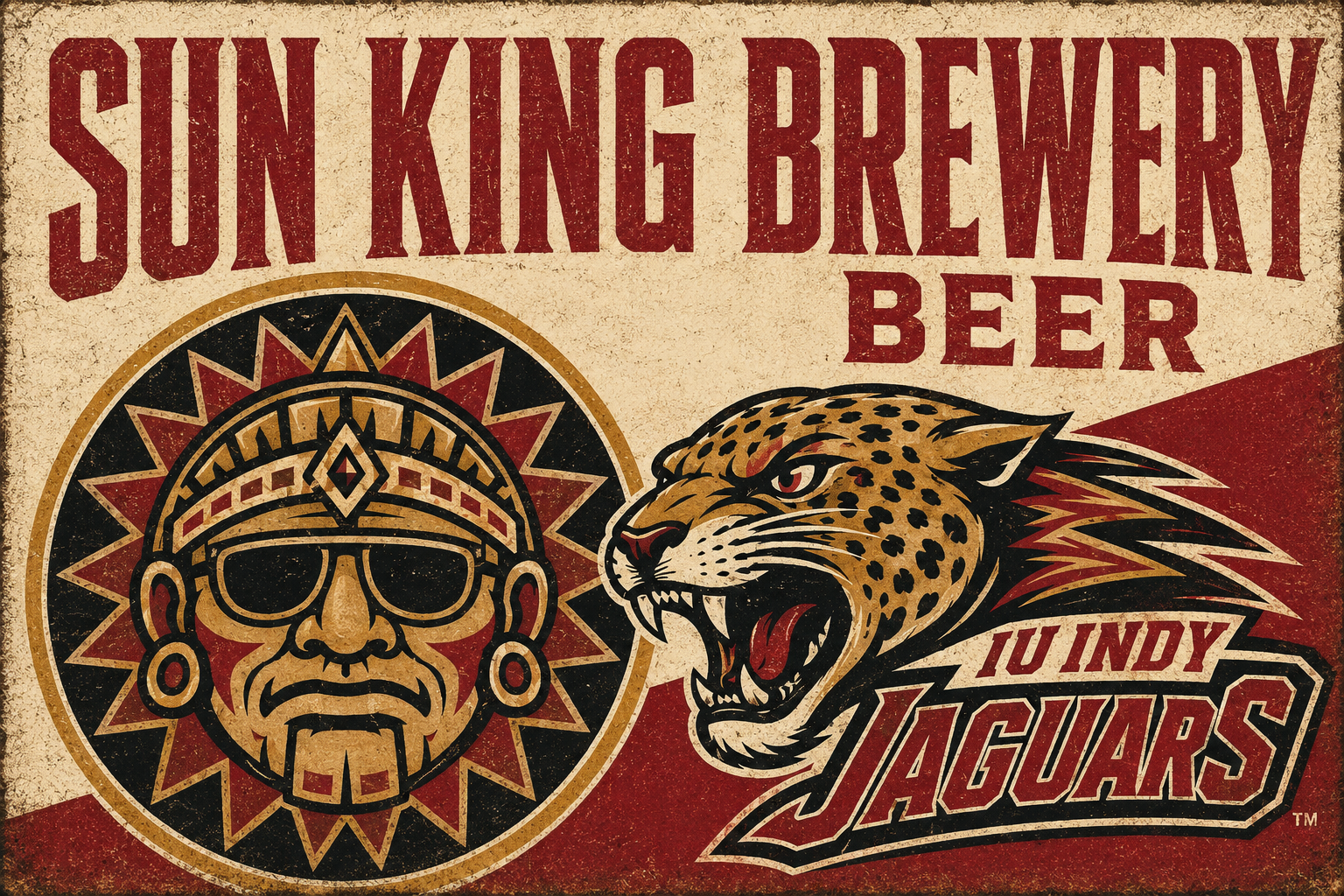 Sun King Brewery Beer Indy Jaguars Retro Graphic Sign
