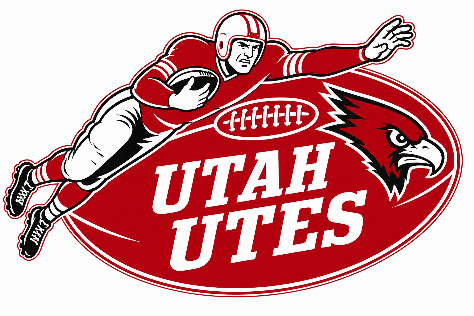 Red Football Utes Eagle Graphic Print