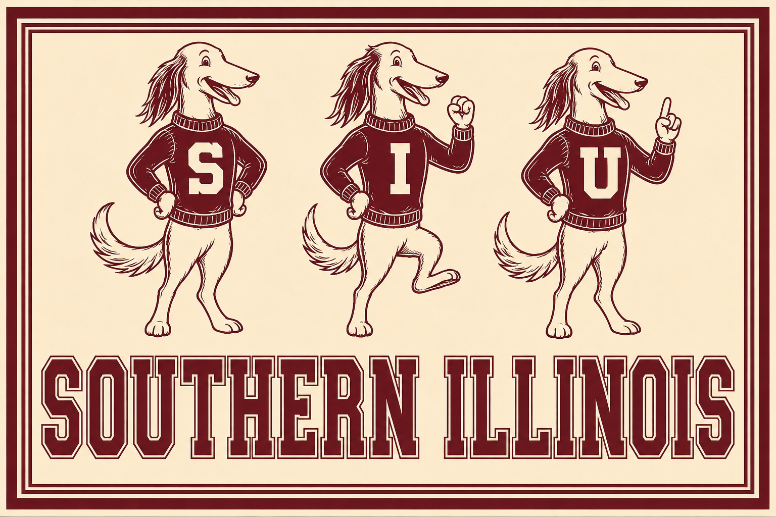 Southern Illinois Dog Mascot Vintage-Style Wall Art