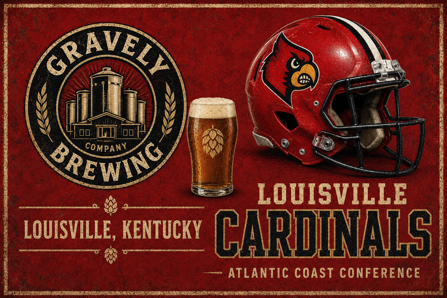 Louisville Cardinals Brewing Vintage-Style Wall Art