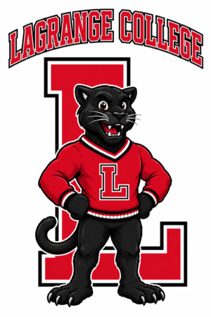 Lagrange College Panther Mascot Red and Black Graphic