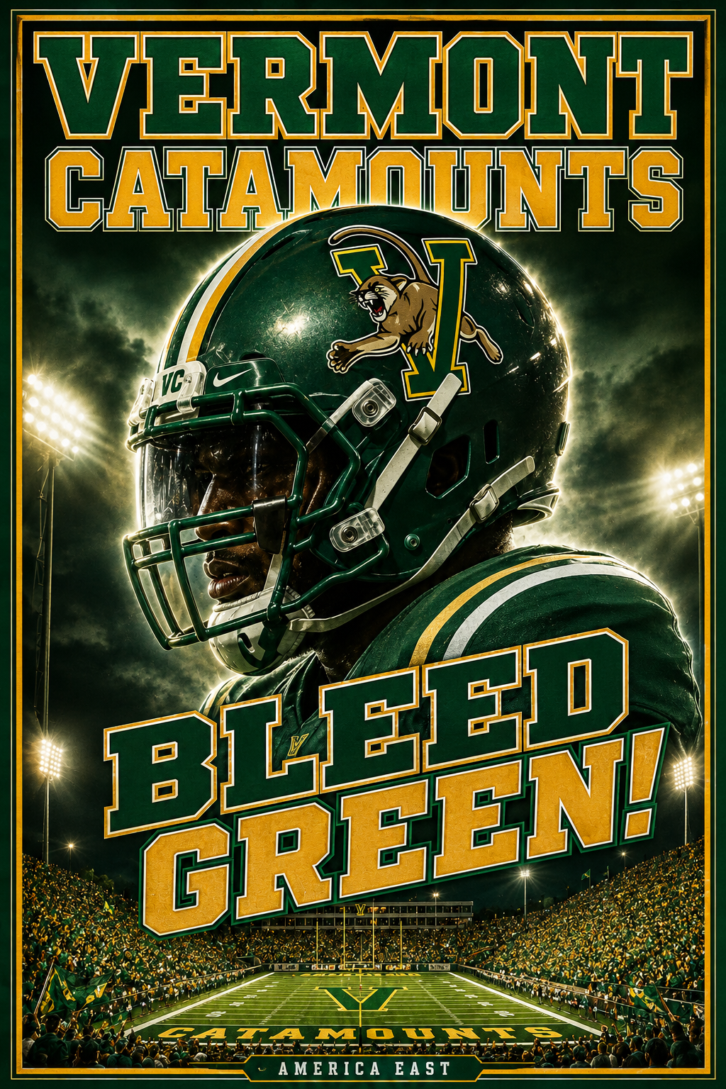 Vermont Catamounts Football Green and Gold Wall Art