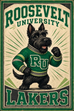 Rosevelt University Lakers Dog Mascot Vintage-Style Wall Art