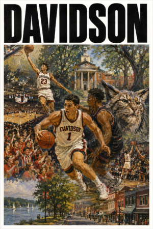 Davidson Basketball Wildcats Campus Collage Wall Art