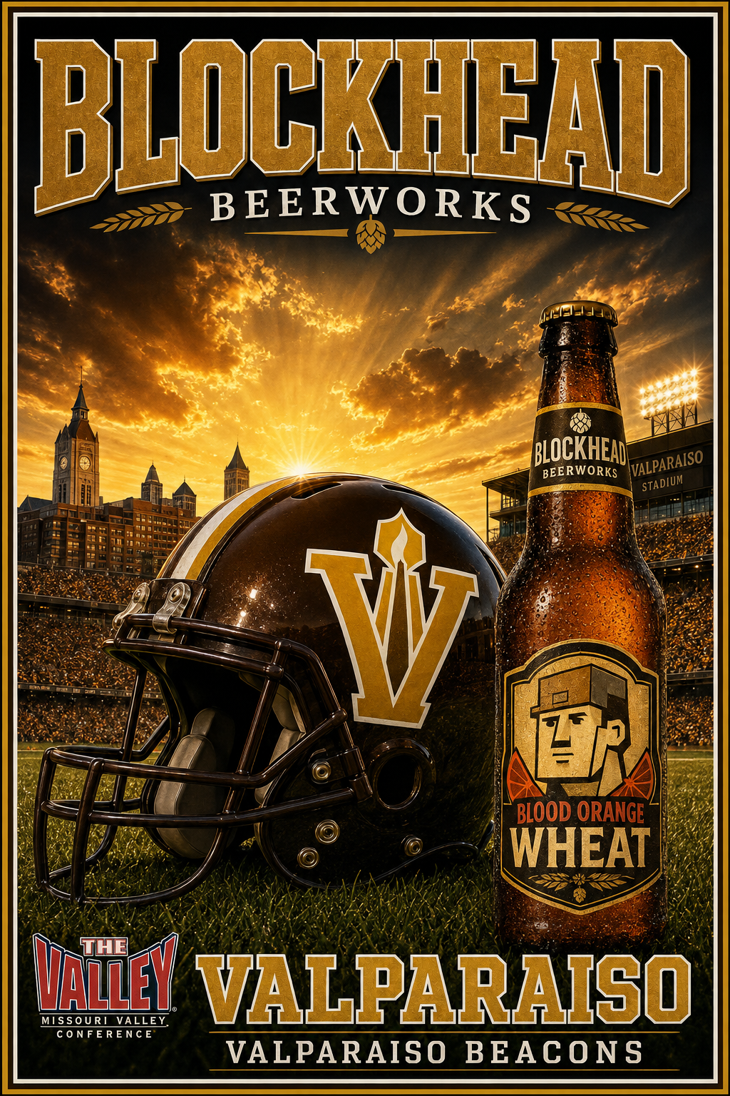 Blockhead Beerworks Valparaiso Beacons Football Poster