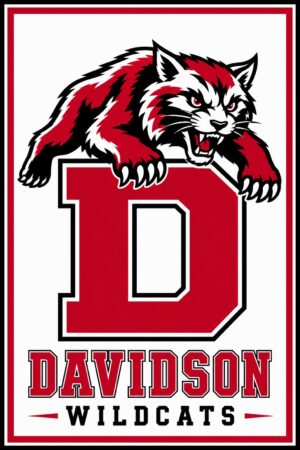 Davidson Wildcats Red Black Wildcat D Wall Art