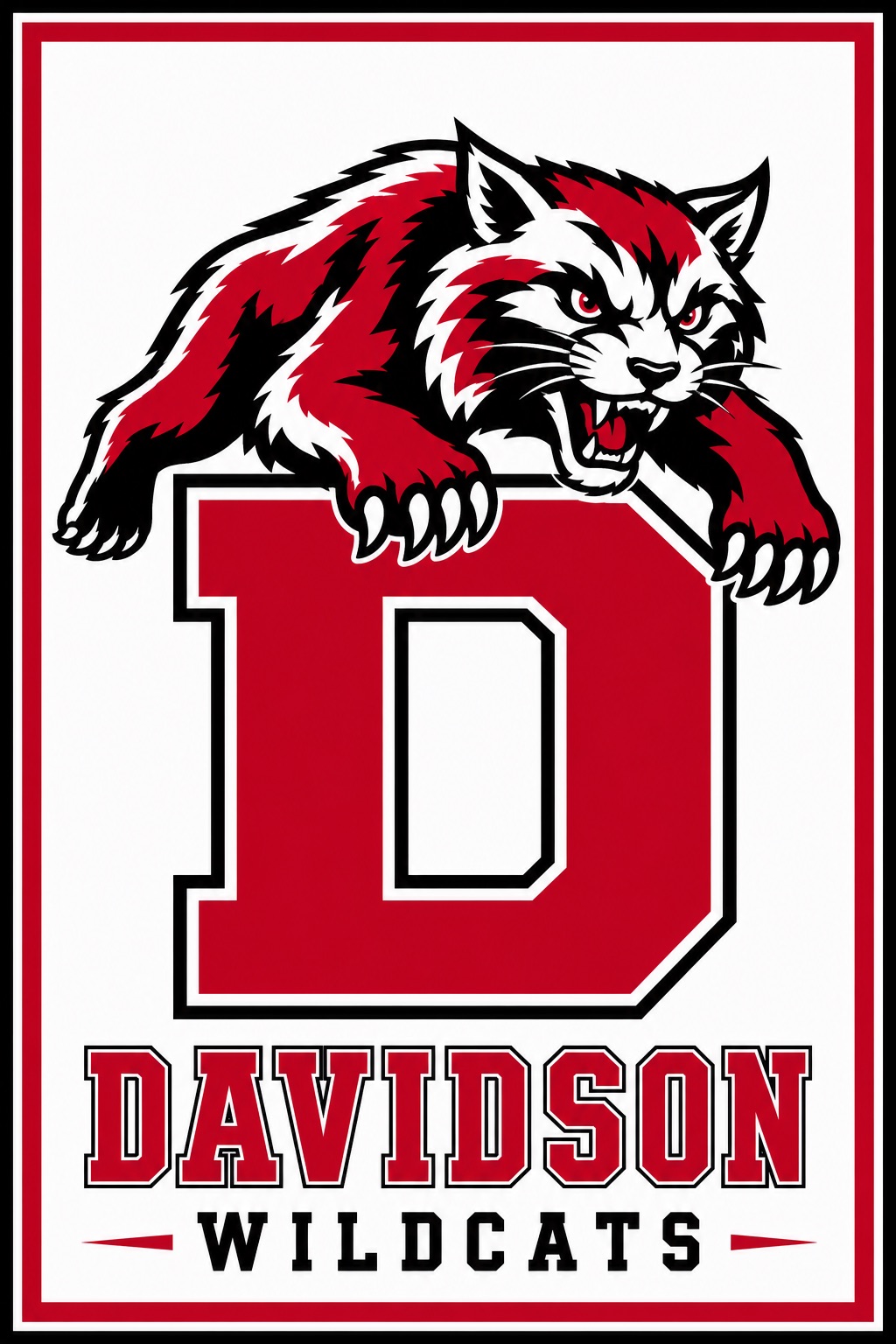 Davidson Wildcats Red Black Wildcat D Wall Art