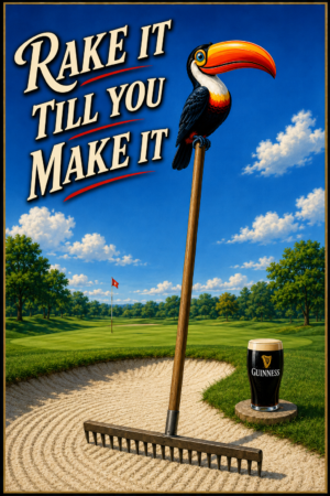Rake It Till You Make It Toucan Golf Wall Art