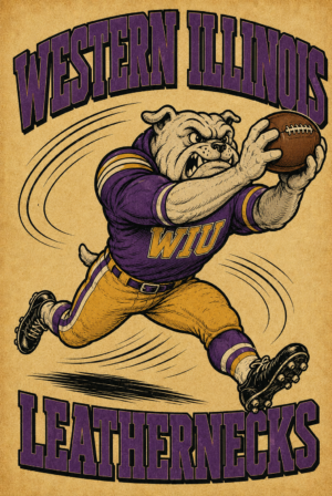 Western Illinois Leathernecks Bulldog Football Wall Art