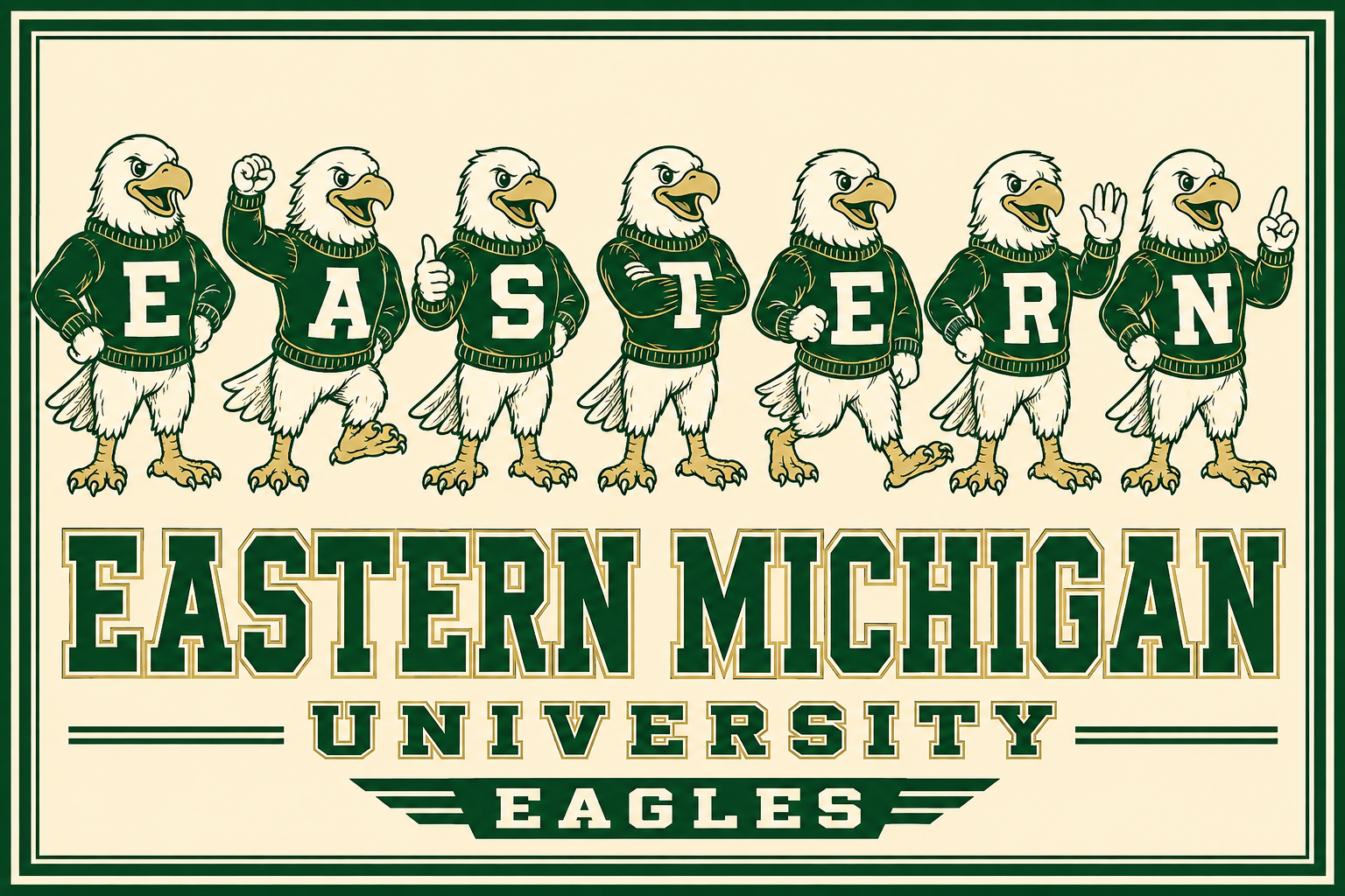 Eastern Michigan Eagles Vintage-Style Mascot Wall Art