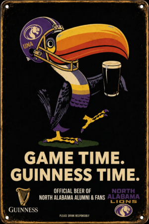 Guinness North Alabama Lions Game Time Vintage-Style Sign