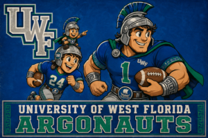 University of West Florida Argonauts Cartoon Football Wall Art