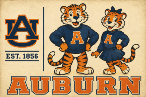 Vintage-Style Auburn Tigers Navy and Orange Wall Art