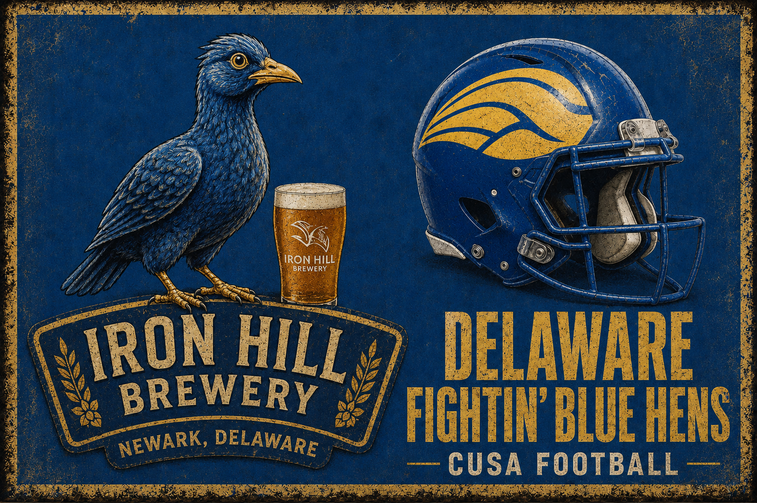 Newark Delaware Brewery & Fighting Blue Hens Wall Art