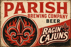 Parish Brewing Company Beer Ragin Cajuns Vintage-Style Sign