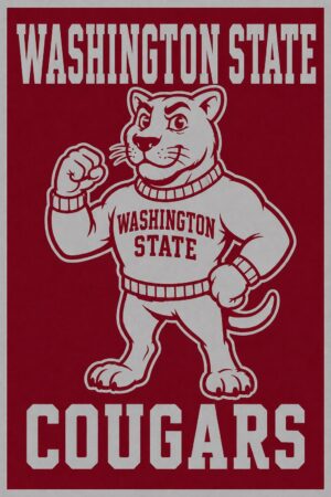 Washington State Cougars Retro Mascot Wall Art