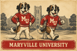 Maryville University Cartoon Dogs Vintage Campus Wall Art