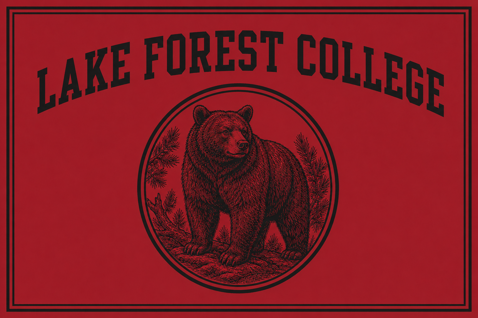 Lake Forest College Bear Red and Black Wall Art Design