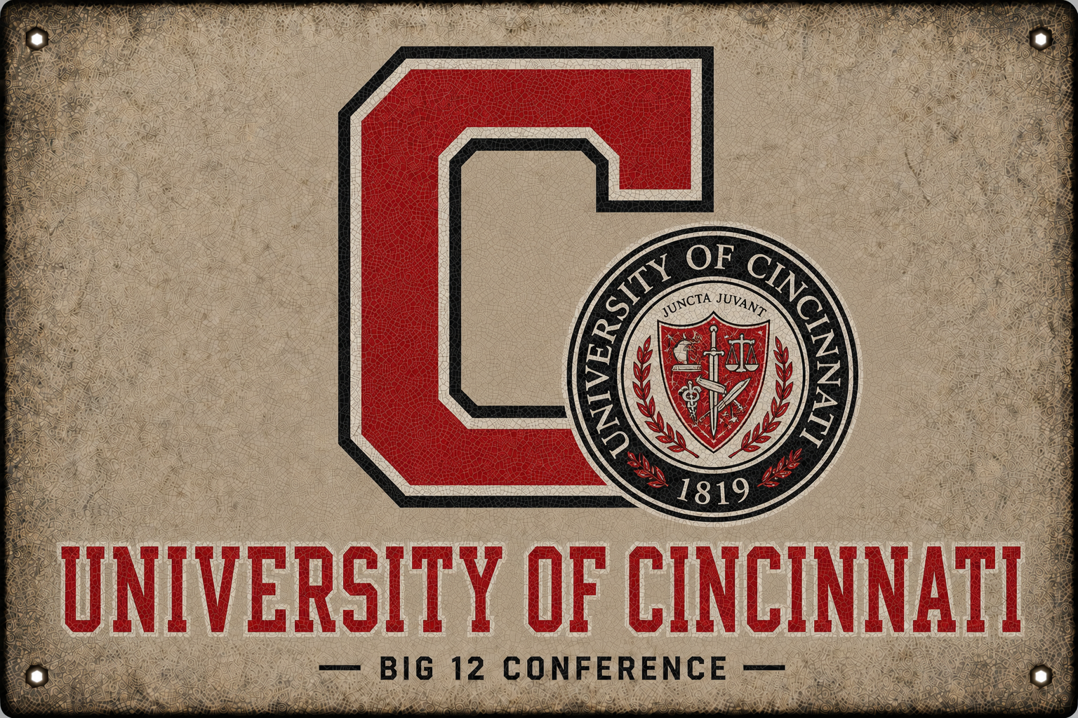 University of Cincinnati Big 12 Vintage-Style Wall Art