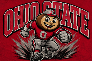 Ohio State-Inspired Football Player Graphic Wall Art