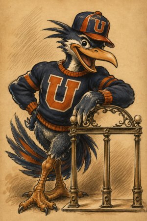 Vintage-Style U Mascot Bird Football Wall Art