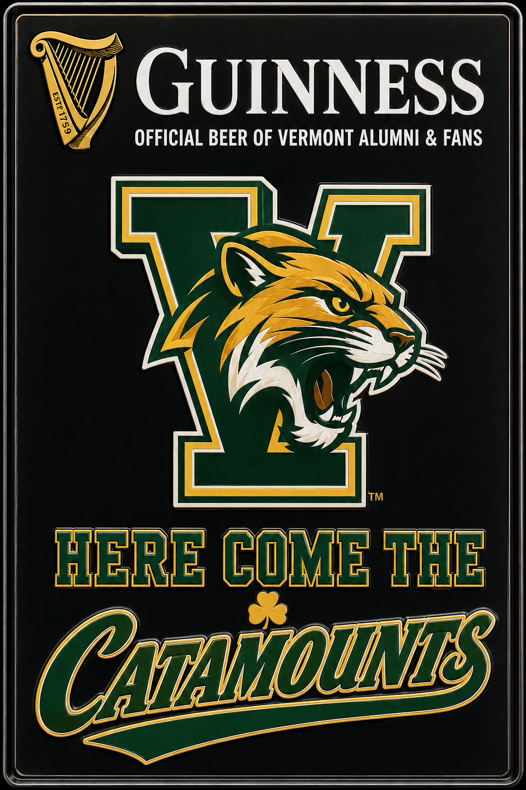 Guinness Vermont Catamounts Alumni & Fans Wall Sign
