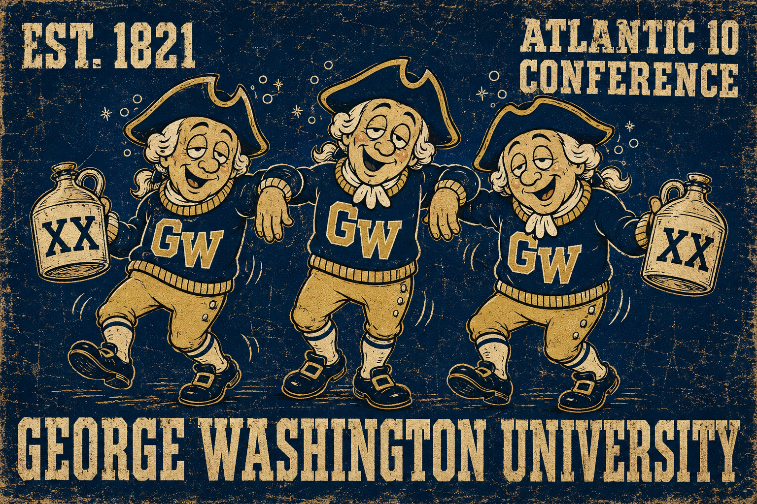 George Washington University Atlantic 10 Vintage-Style Wall Art