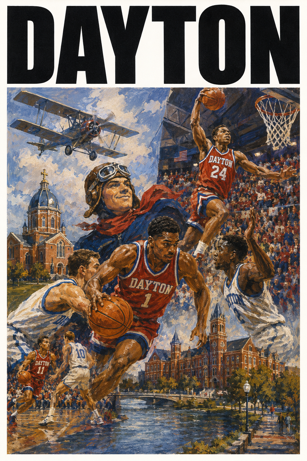 Dayton Basketball Collage Poster Design