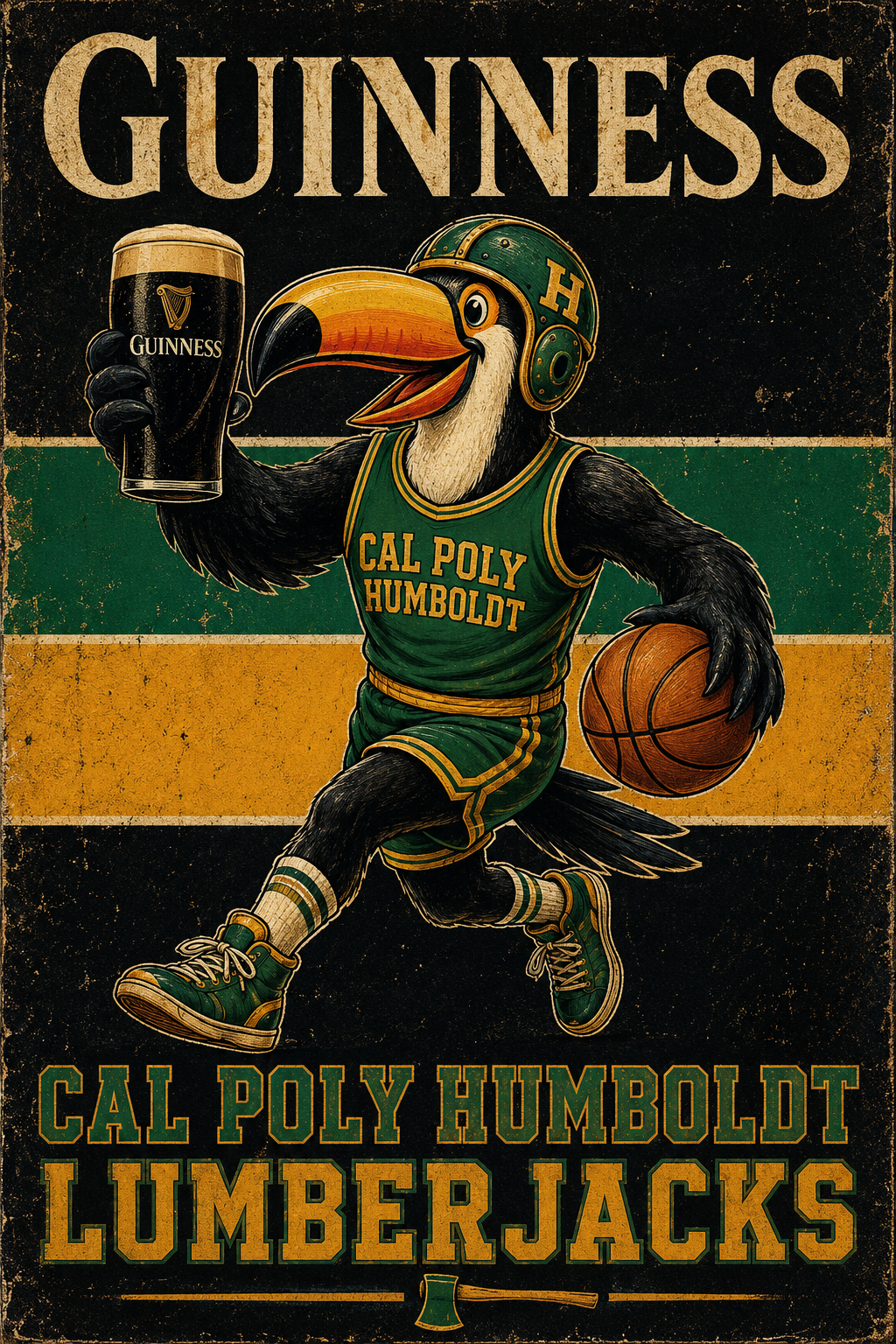 Cal Poly Humboldt Lumberjacks Toucan Basketball Wall Art