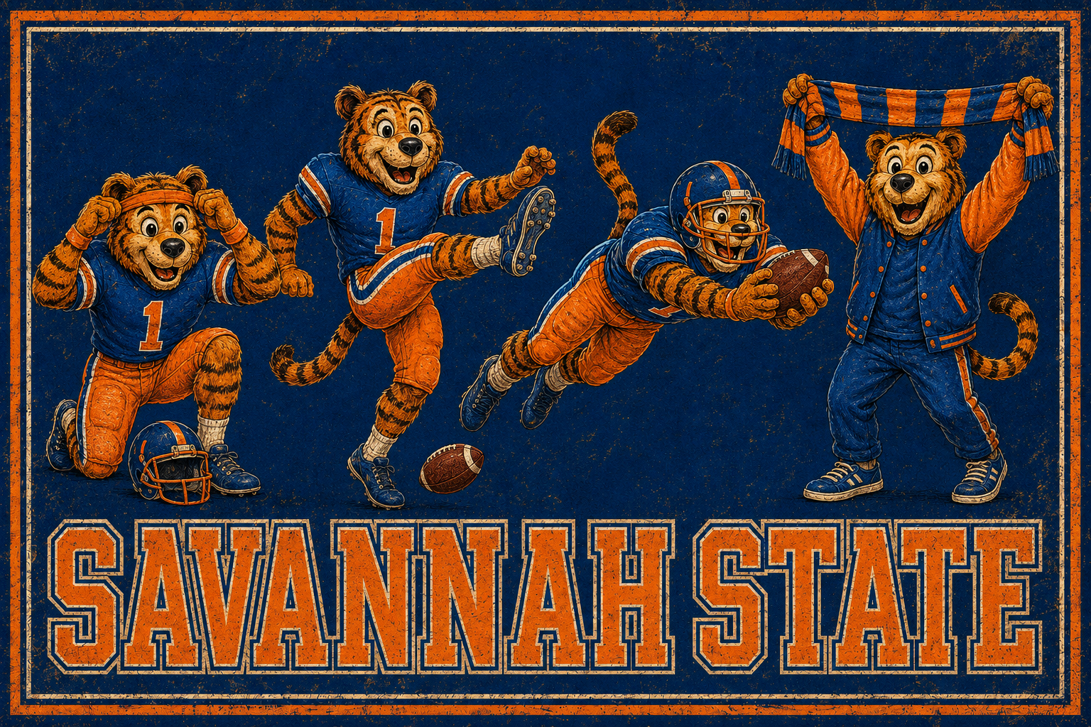 Savannah State Tigers Football Vintage-Inspired Wall Art