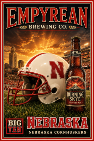 Nebraska Football and Brewing Co. Vintage-Style Poster