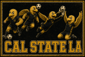 Cal State Eagle Soccer Mascots Black and Gold Wall Art