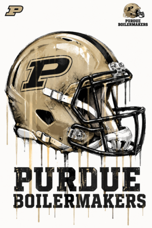Purdue Boilermakers Gold Football Helmet Wall Art
