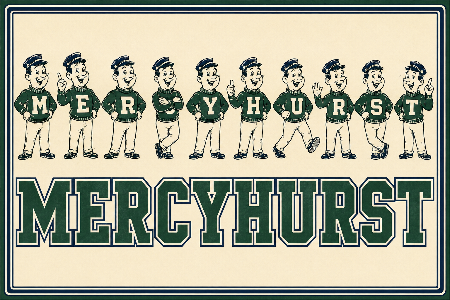 Retro Cartoon MERRYHURST Printed Wall Art
