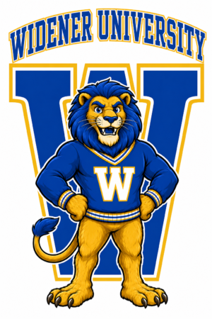 Widener University Blue and Gold Lion W Graphic