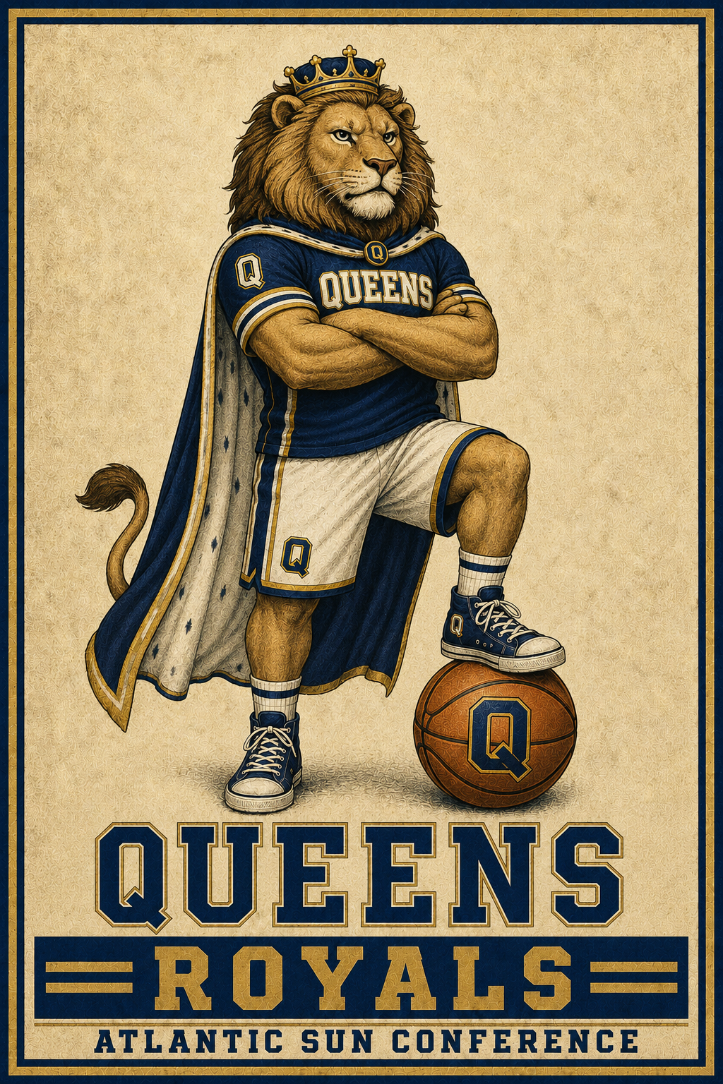 Crowned Lion Queens Royals Basketball Poster