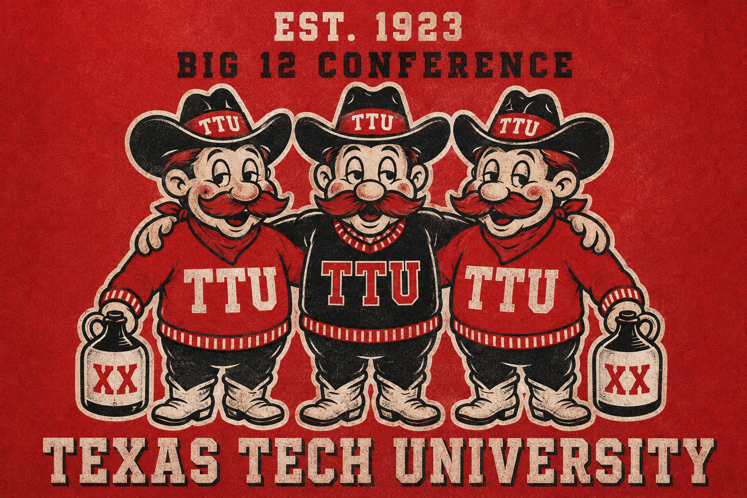 Texas Tech TTU Big 12 Cowboy Trio Vintage-Style Wall Art