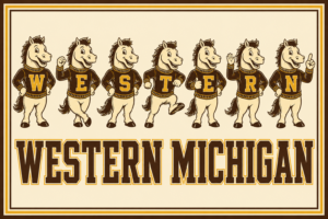 Western Michigan Horse Mascot Retro Collegiate Wall Art