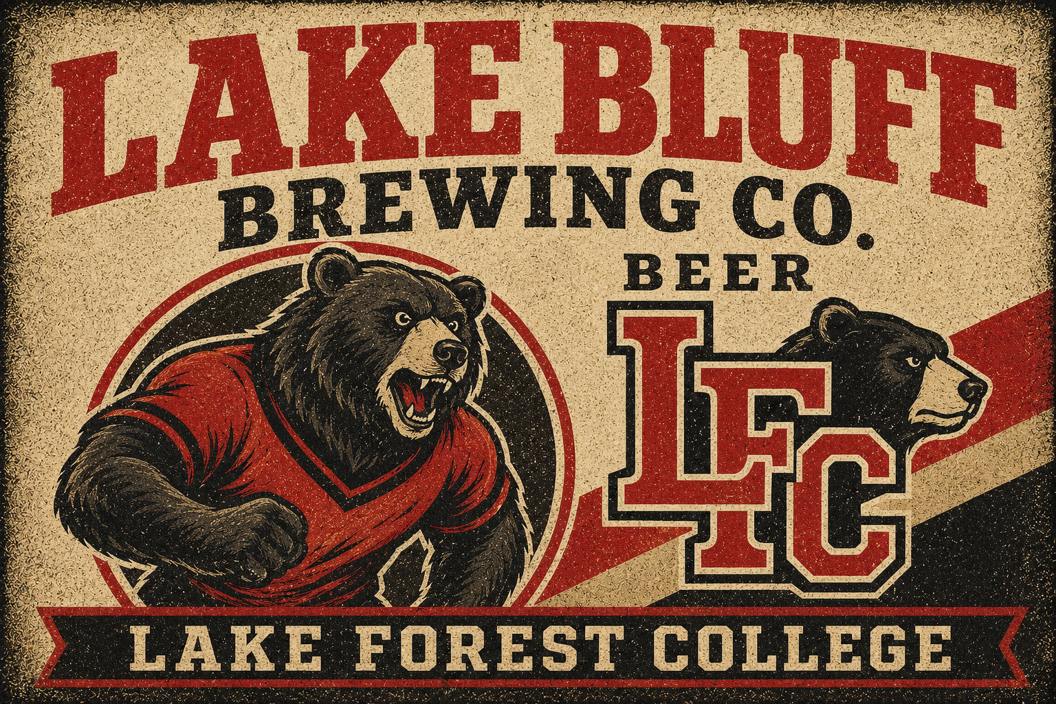 Lake Bluff Brewing Co. Bear College-Style Graphic Sign