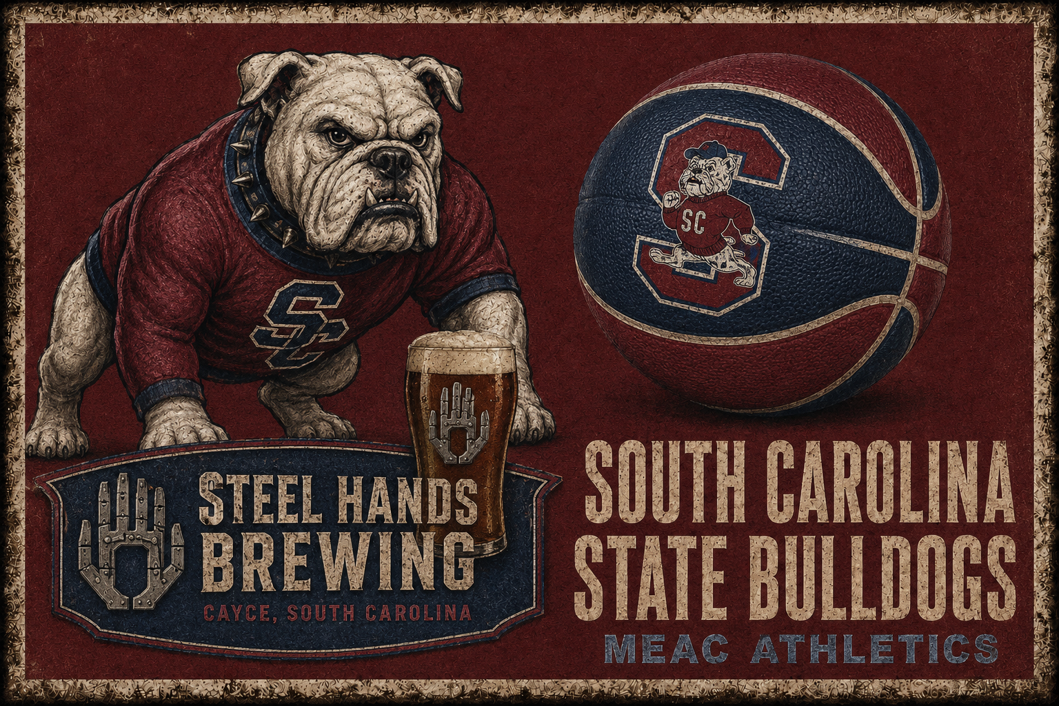 South Carolina State Bulldogs Steel Hands Brewing Wall Art