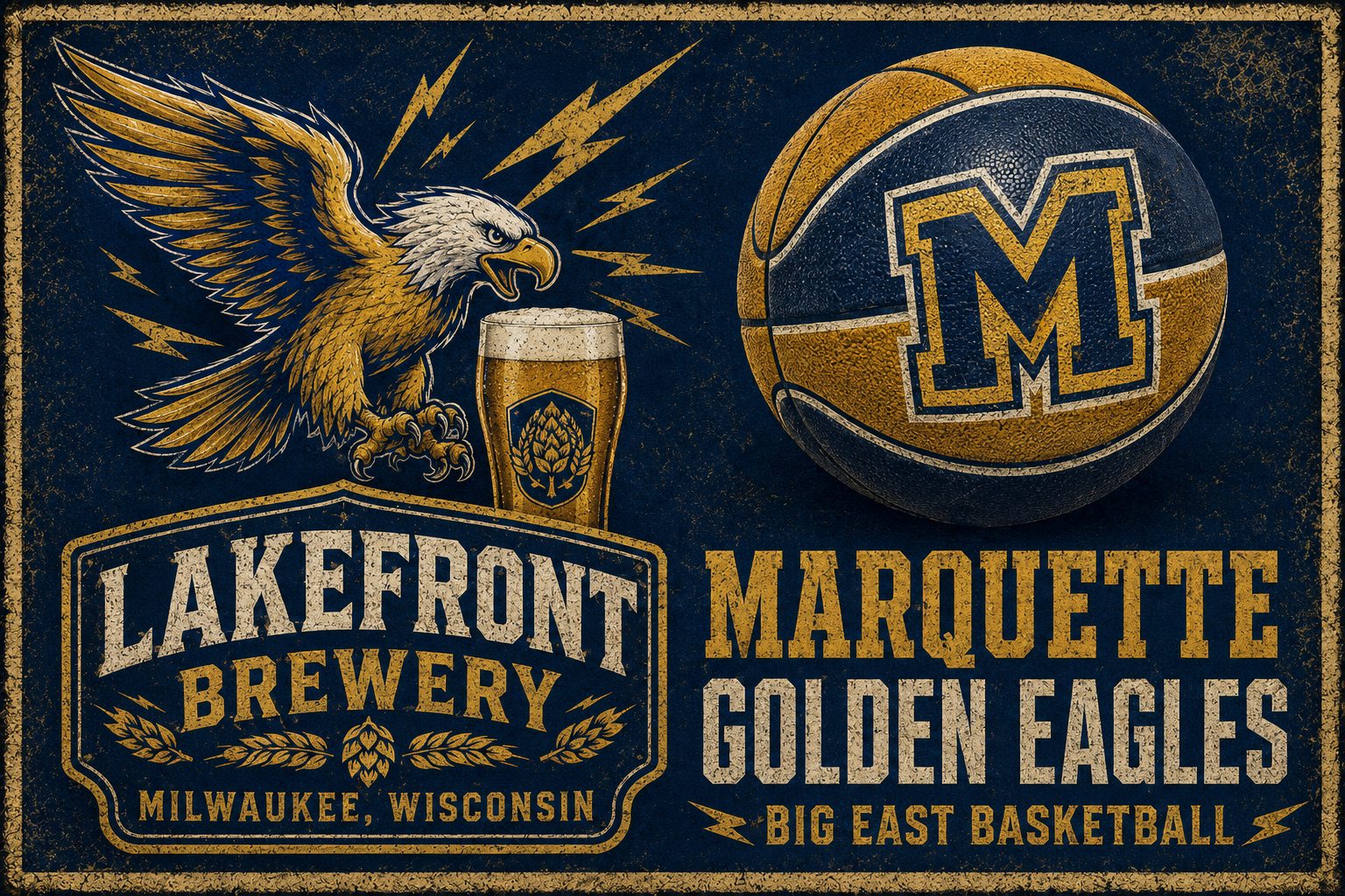 Lakefront Marquette Golden Eagles Basketball Brewery Wall Art