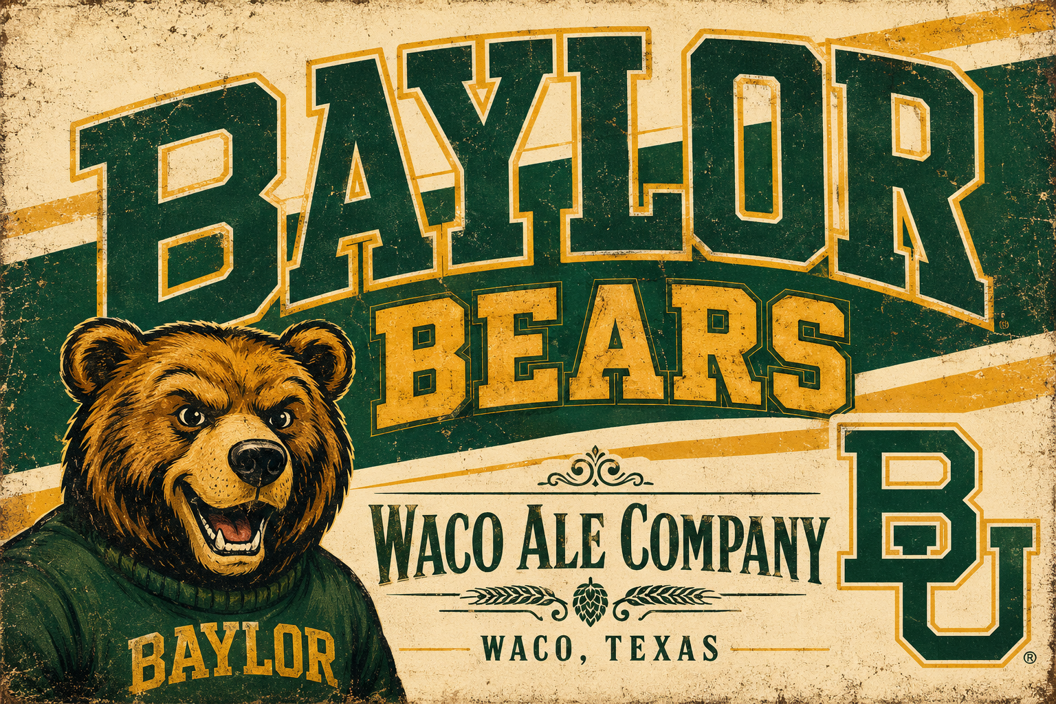 Baylor Bears Waco Ale Company Vintage-Style Wall Art