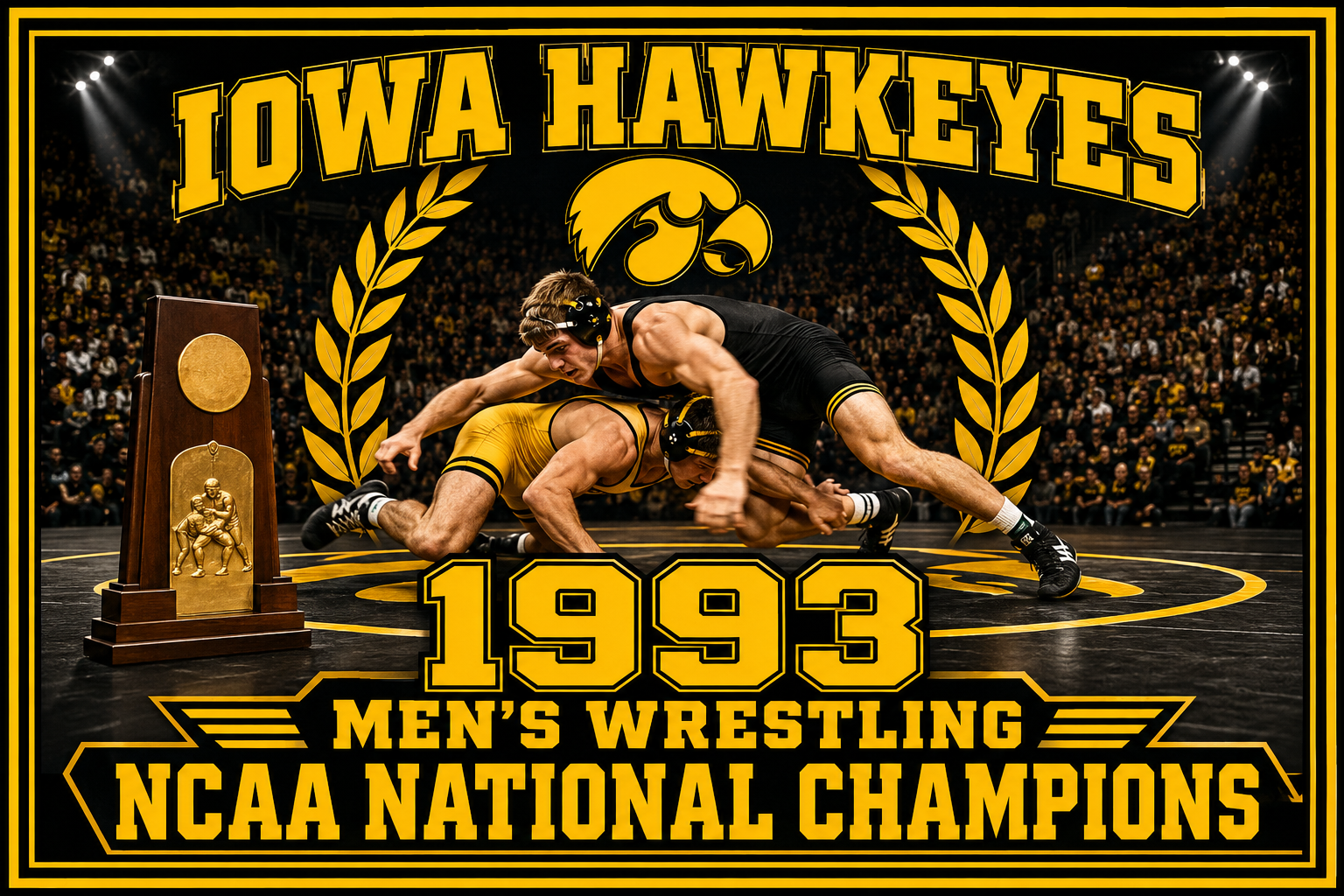 Iowa Hawkeyes 1993 Men’s Wrestling Champions Wall Art