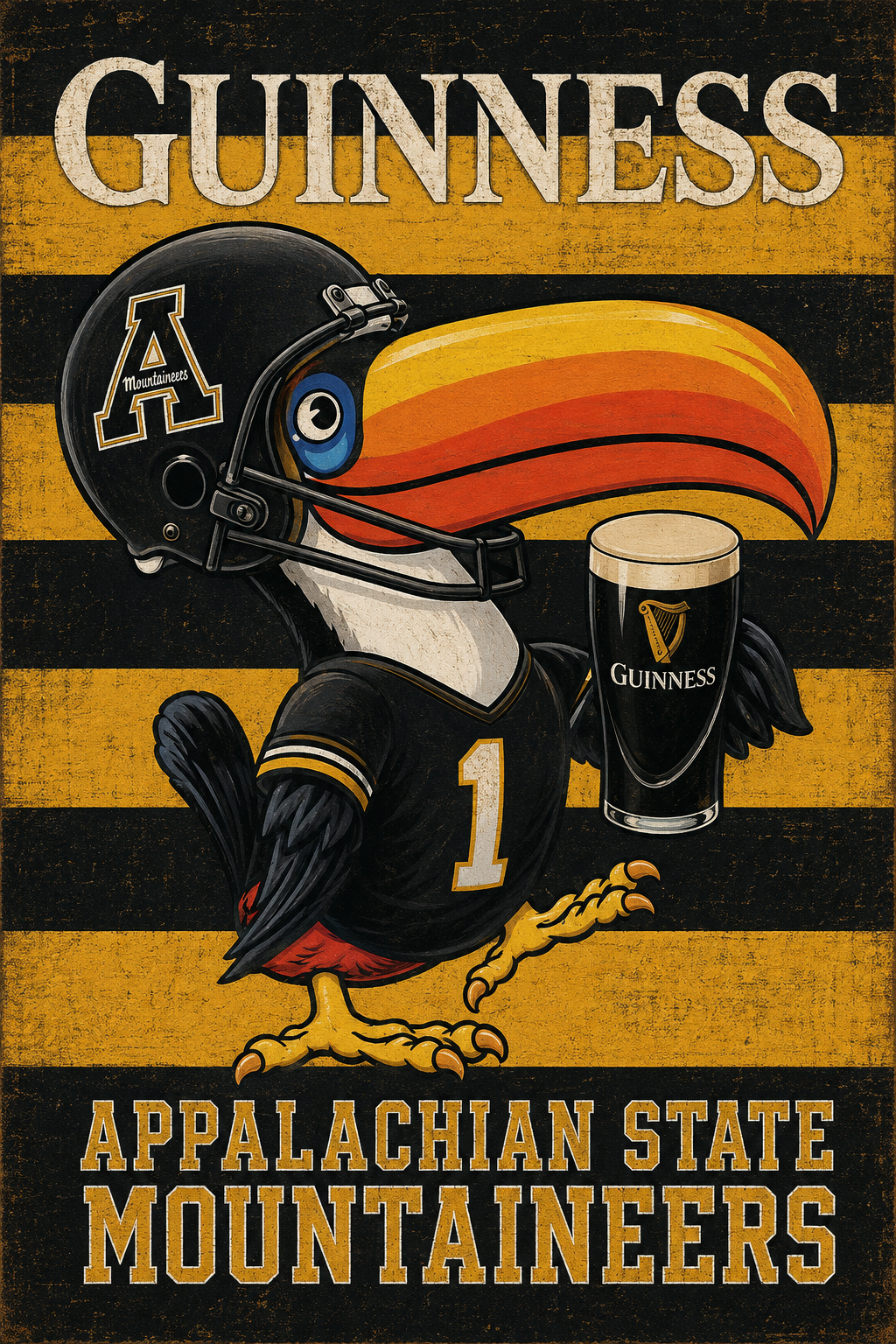 Appalachian State Football Crow and Guinness Poster
