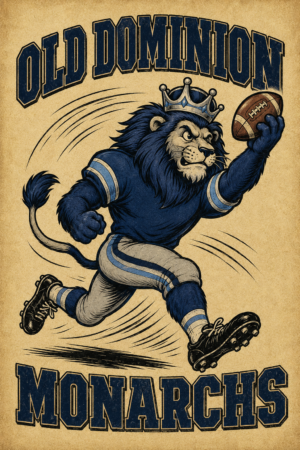Old Dominion Monarchs Lion Football Vintage-Style Wall Art