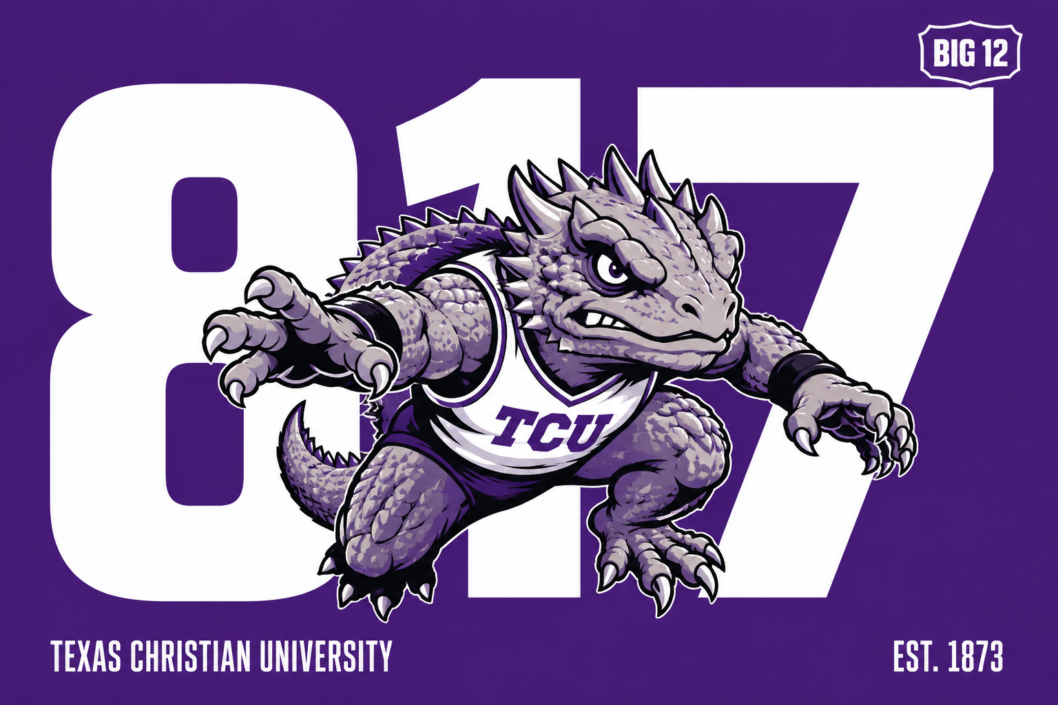 TCU Horned Frog Big 12 Purple Graphic