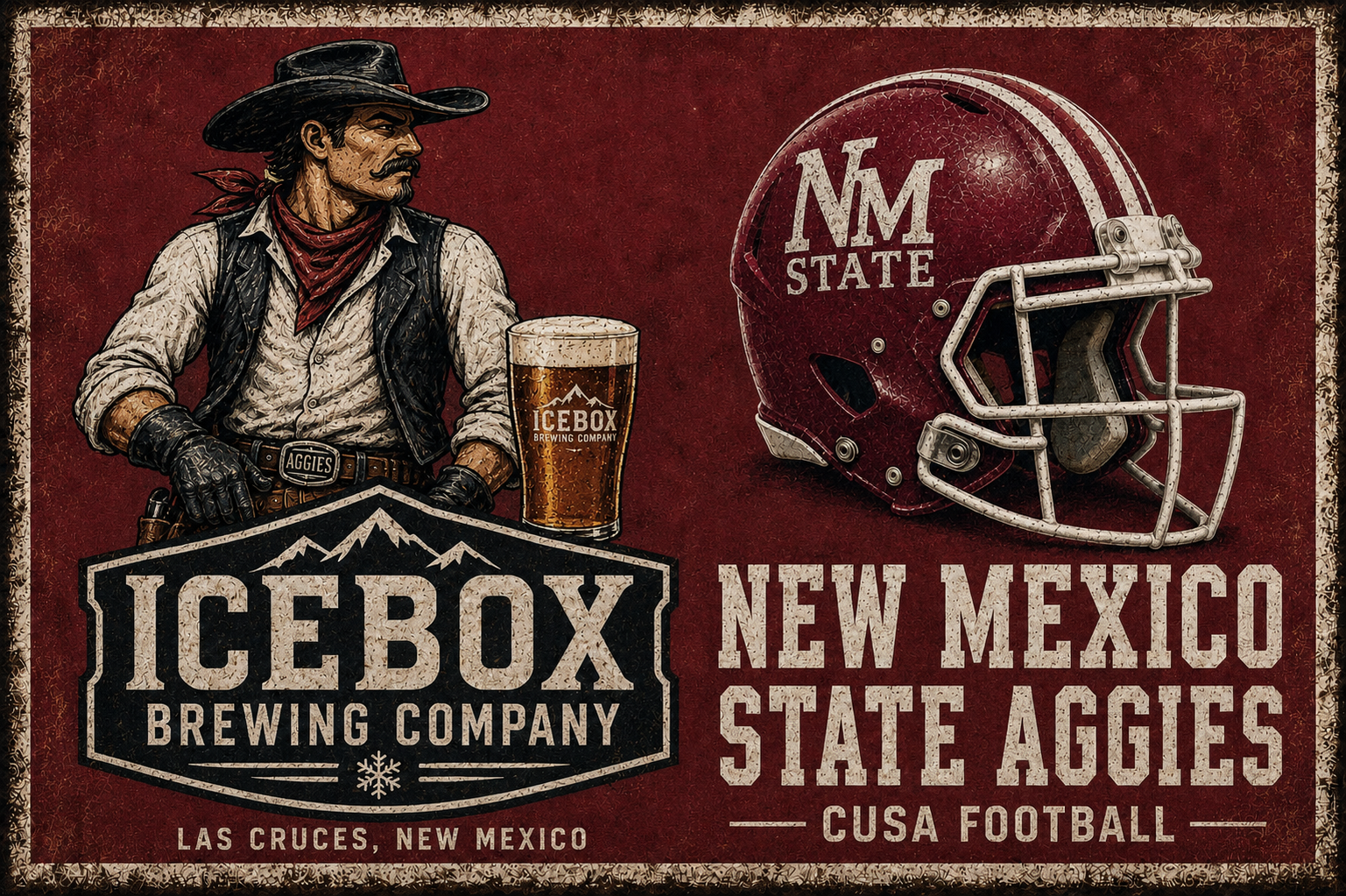 Icebox Brewing New Mexico State Aggies Western Football Wall Art