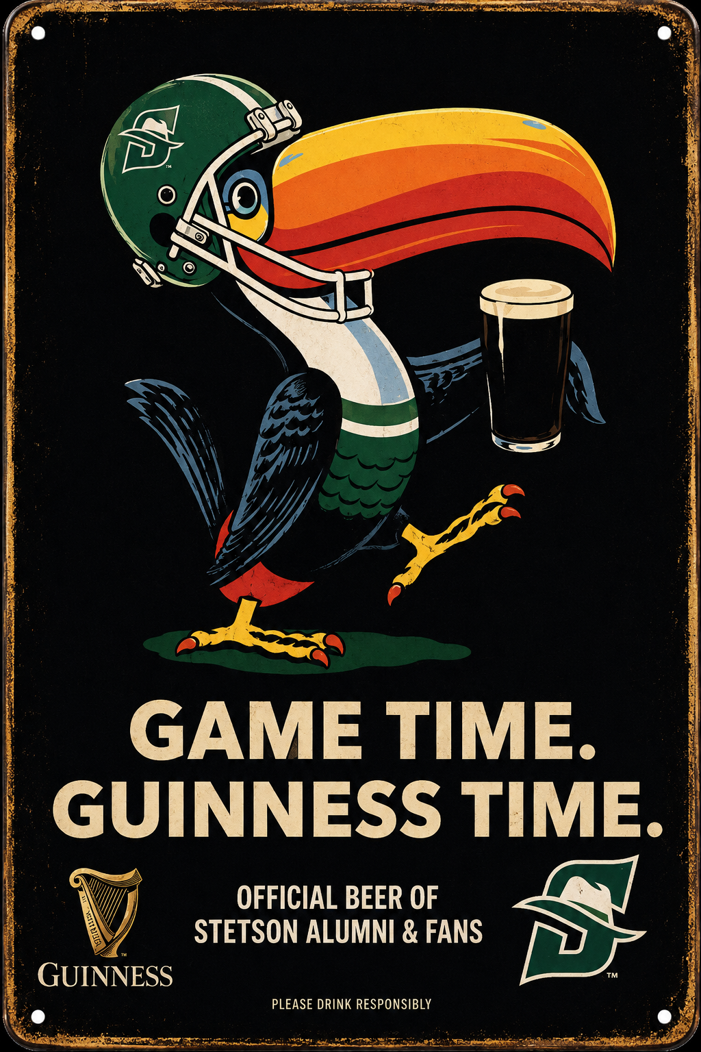 Guinness Game Time Stetson Fans Football Wall Sign