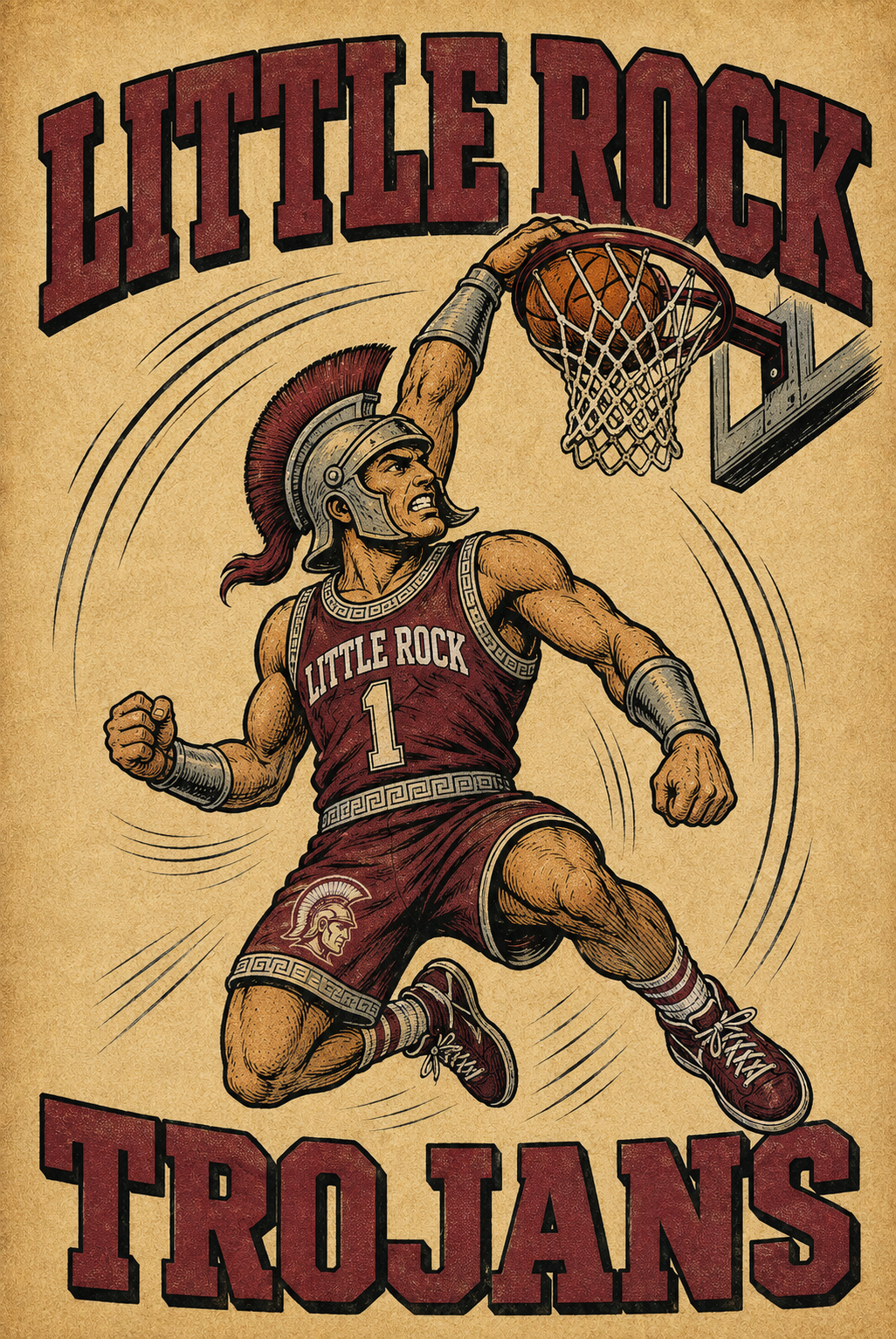 Little Rock Trojans Trojan Basketball Player Wall Art